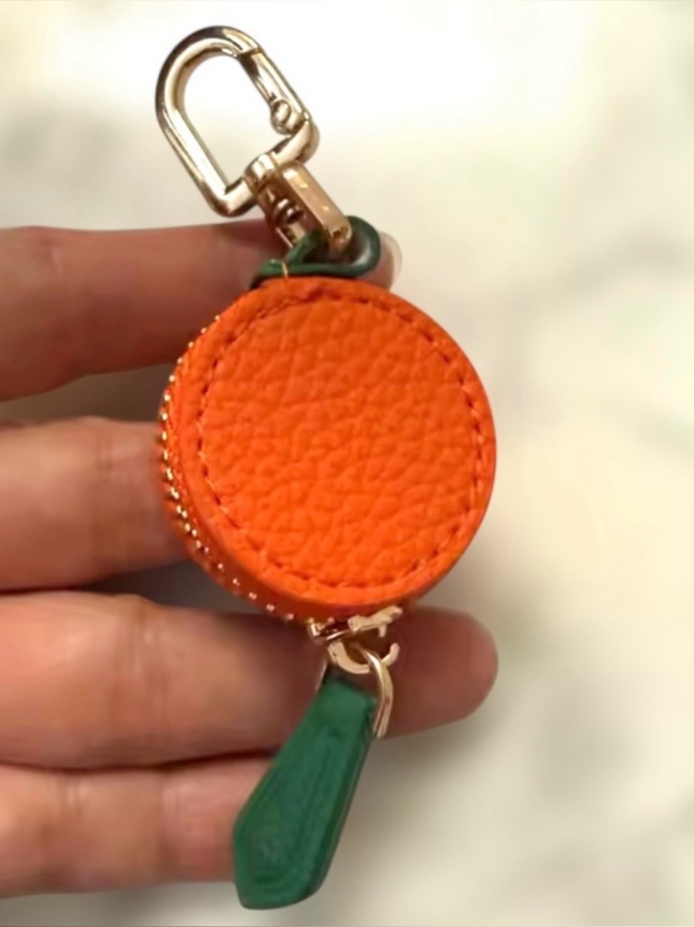 Orange AirTag Keychain Holder Accessory Leather Bag Charm - Picture 2 of 5
